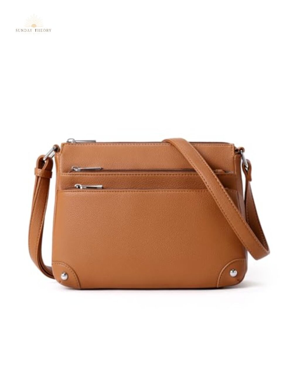 Vegan Leather Crossbody Bag Medium Multi Zipper Satchel Purse
